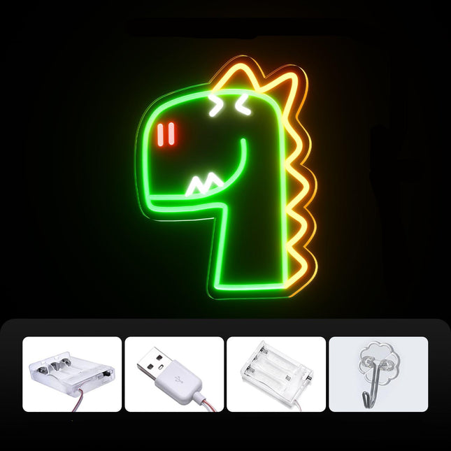 Grünes Dinosaurier Neon Schild LED