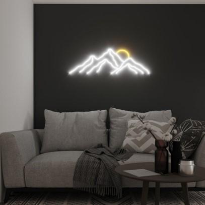 Buntes Berge Neon Schild als Wanddeko