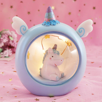 Rundes LED Einhorn Nachtlicht rosa blau