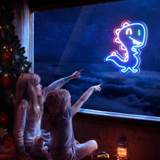 Blaues Dinosaurier Neonlicht für Kinderzimmer