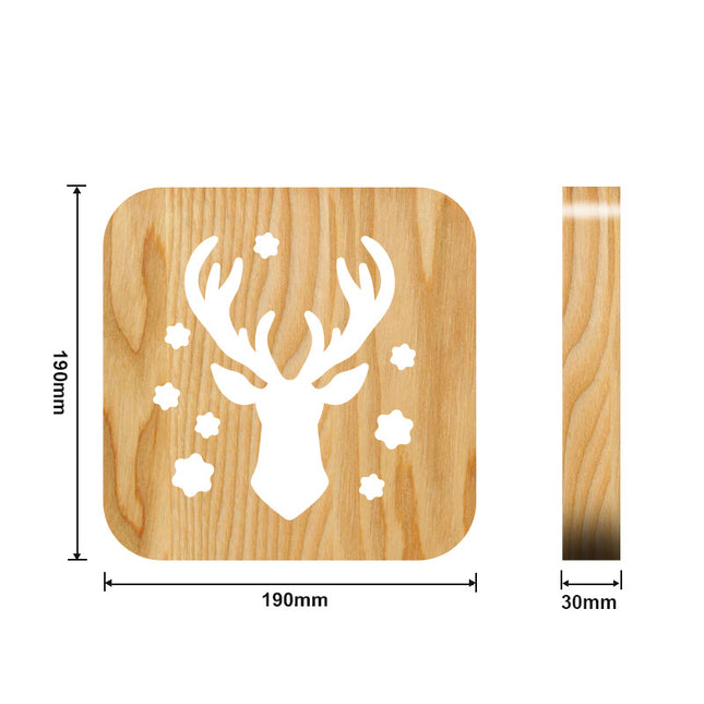 Hirschkopf 3D Holzlampe mit USB