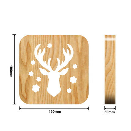 Hirschkopf 3D Holzlampe mit USB