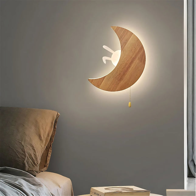 Mond Wandlampe für Kinder aus Holz
