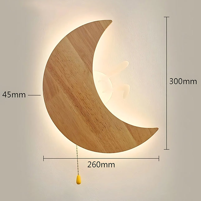 Mond Wandlampe für Kinder aus Holz