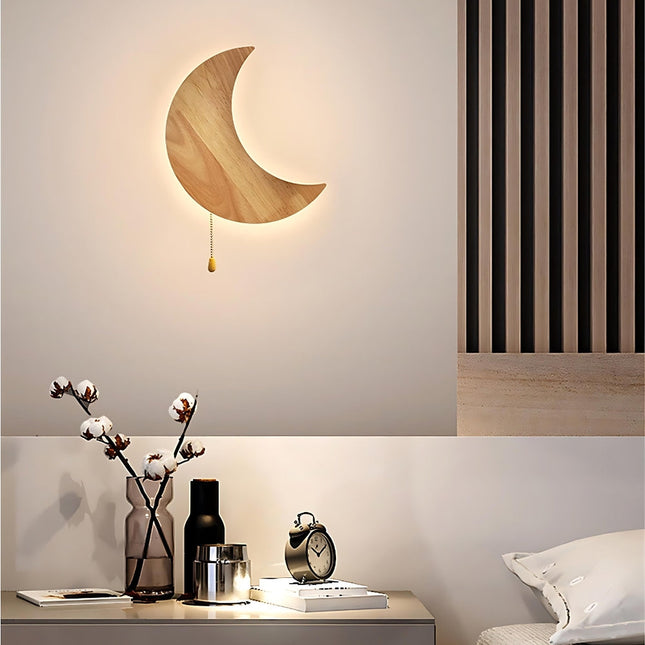 Mond Wandlampe für Kinder aus Holz