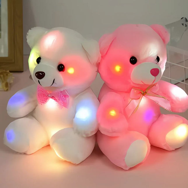 Leuchtender Teddybär Plüschtier weiß oder rosa