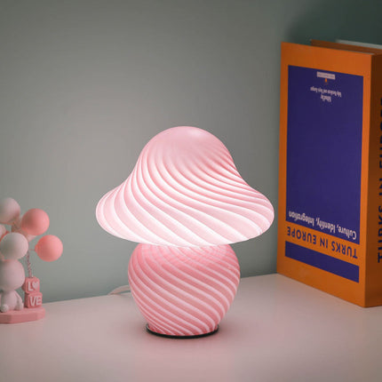 Glas Pilzlampe als LED Nachttischlampe