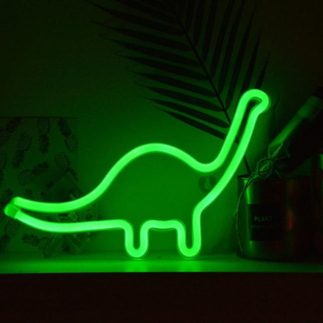 Grünes Dinosaurier Neon Nachtlicht als Wanddeko