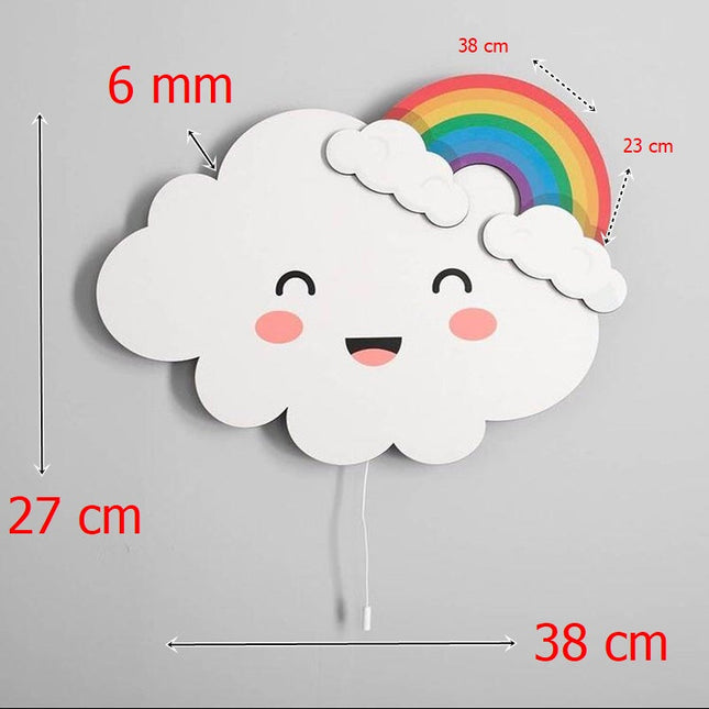 Wandlampe Wolke Regenbogen mit weißem Licht