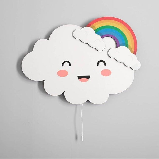 Wandlampe Wolke Regenbogen mit weißem Licht