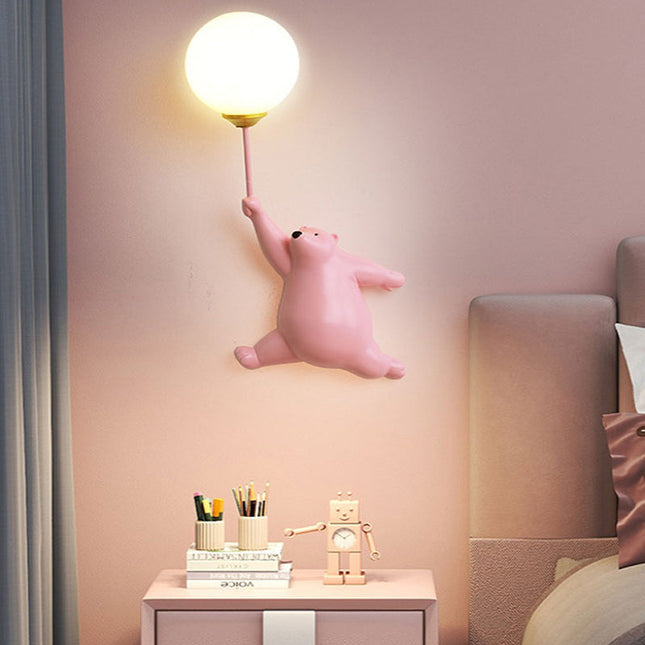 Bär Wandlampe mit Ballon für Kinderzimmer