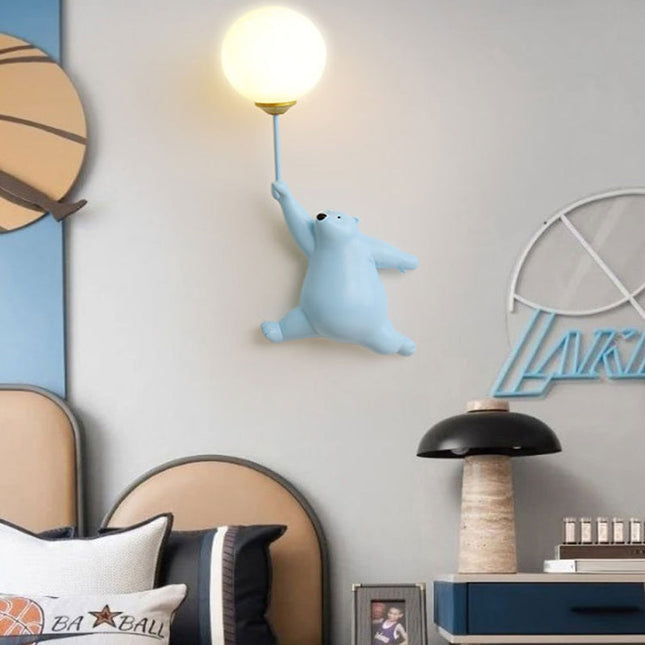 Bär Wandlampe mit Ballon für Kinderzimmer