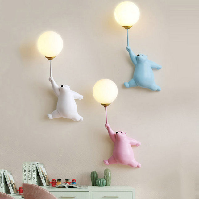 Bär Wandlampe mit Ballon für Kinderzimmer