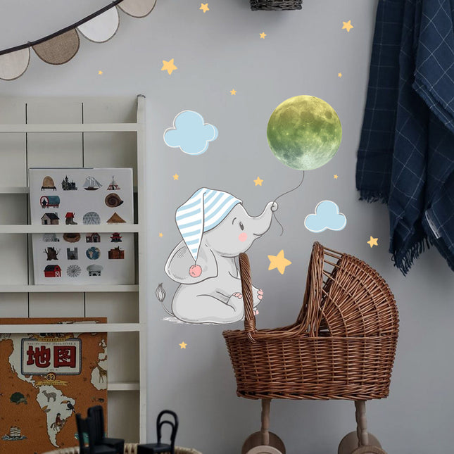 Leuchtender Wandsticker Elefant und Mond