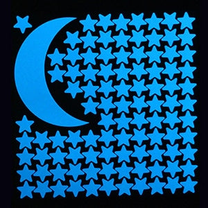 Leuchtende Wandsticker Sterne und Mond Set