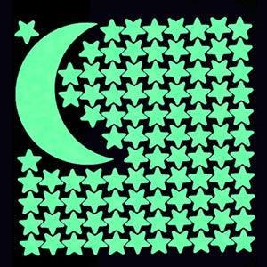 Leuchtende Wandsticker Sterne und Mond Set