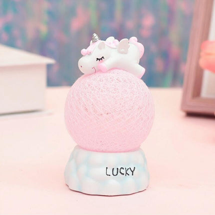 Einhorn Nachtlicht auf Kugel blau rosa