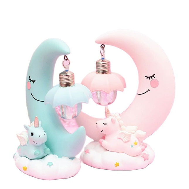 3D Einhorn Mond Nachtlicht rosa blau