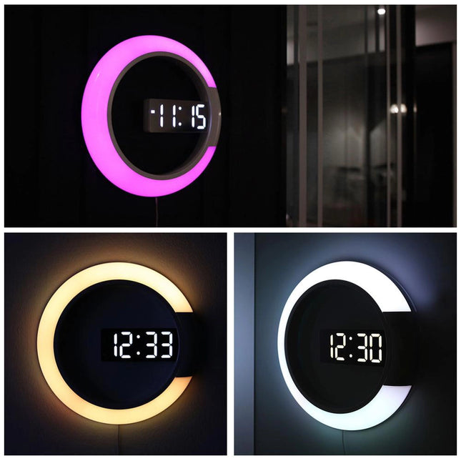 Moderne LED Wanduhr mit digitaler Anzeige
