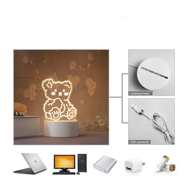 Sitzender Pudel 3D Lampe als Nachtlicht