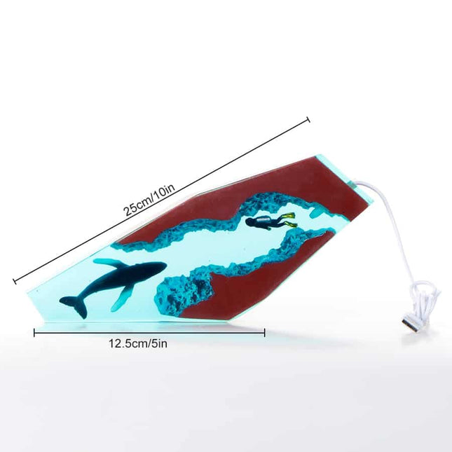Epoxidharz Lampe mit Wal und Taucher
