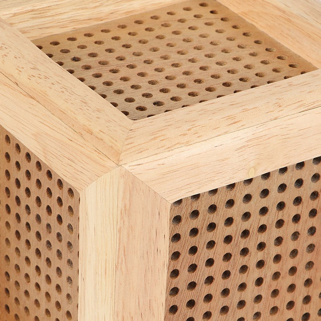 Quadratische Nachttischlampe aus Massivholz