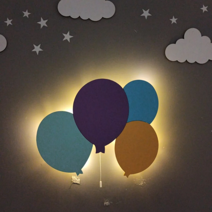 LED Holz Wandlampe Elefant mit Ballons