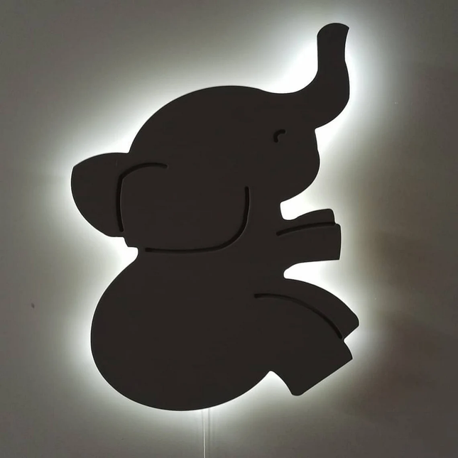 LED Holz Wandlampe Elefant mit Ballons