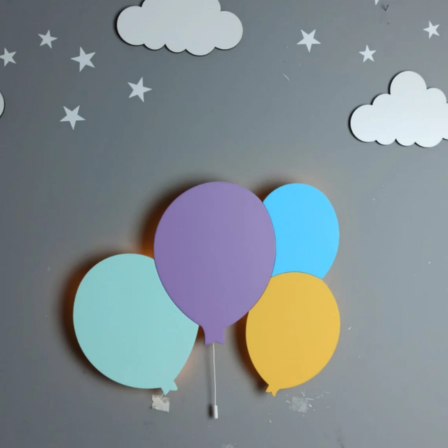 LED Holz Wandlampe Elefant mit Ballons