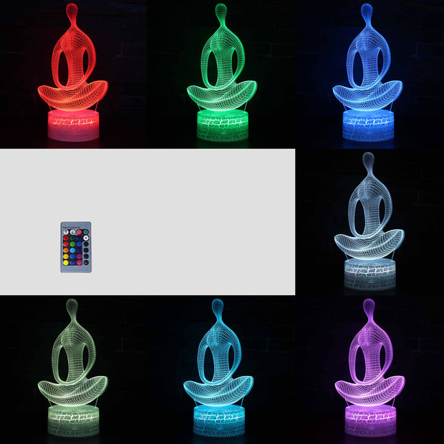 3D LED Lampe Yoga mit Farbwechsel