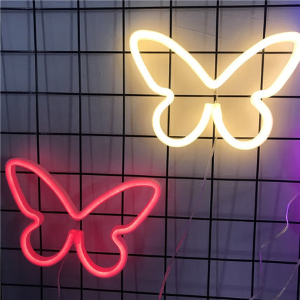 Schmetterling Neon Schild LED Wanddeko