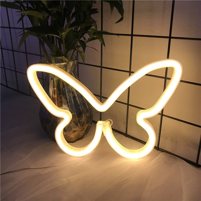 Schmetterling Neon Schild LED Wanddeko