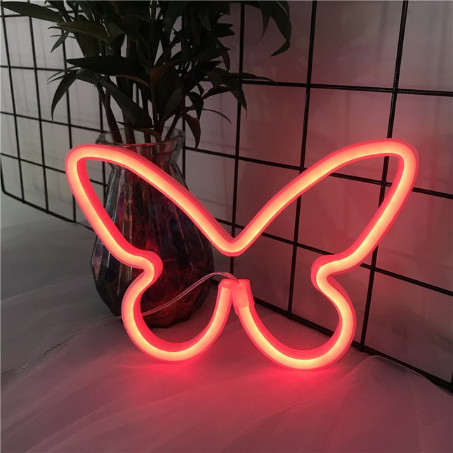 Schmetterling Neon Schild LED Wanddeko