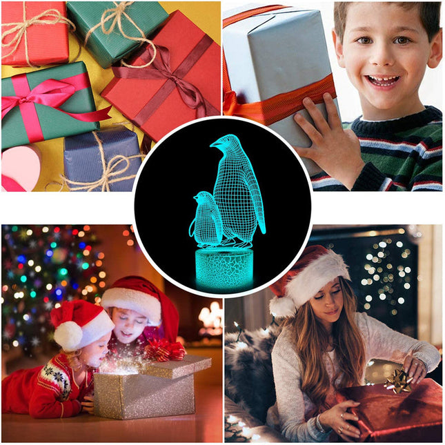 Pinguin 3D Illusion Lampe für Kinder