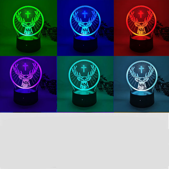 3D Illusion Hirschkopf Lampe mit Farbwechsel