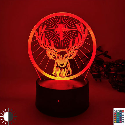 3D Illusion Hirschkopf Lampe mit Farbwechsel