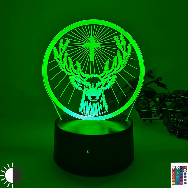 3D Illusion Hirschkopf Lampe mit Farbwechsel