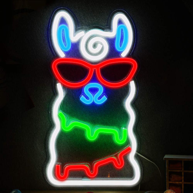Buntes Alpaka LED Neon Schild Deko