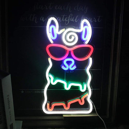 Buntes Alpaka LED Neon Schild Deko