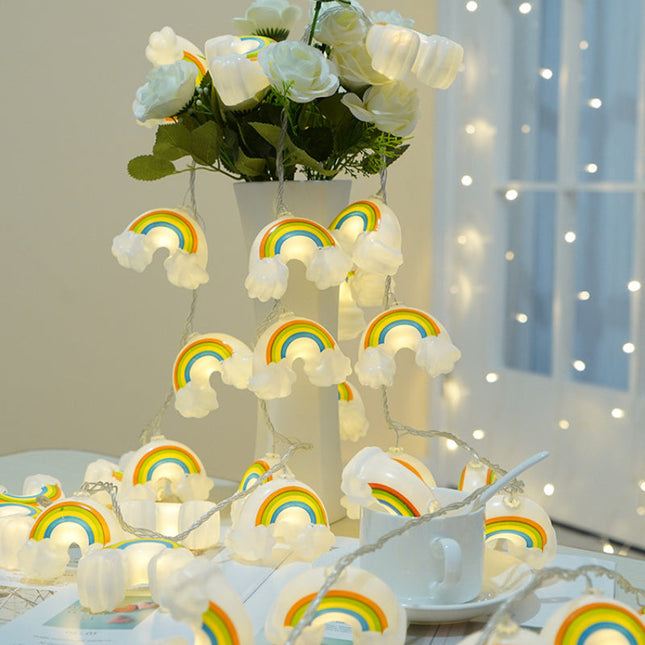 Kinder Lichterkette mit Regenbogen Motiv