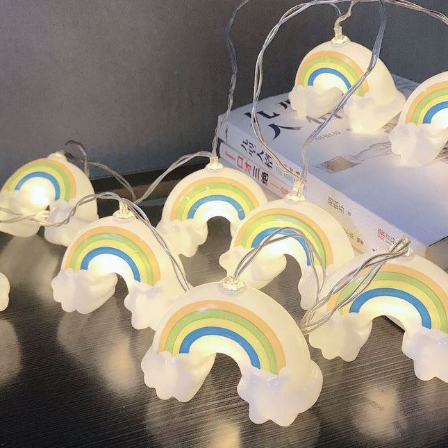 Kinder Lichterkette mit Regenbogen Motiv