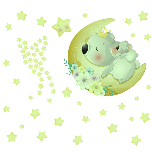 Leuchtende Wandsticker Koala Mond und Sterne