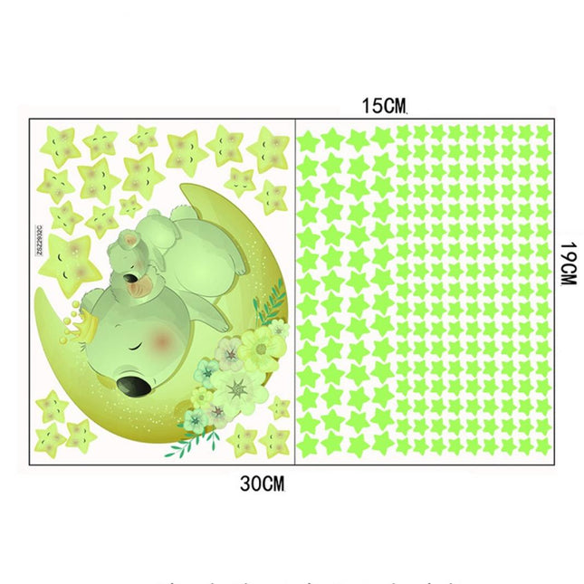 Leuchtende Wandsticker Koala Mond und Sterne