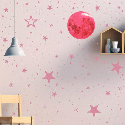 Rosa 3D Leuchtsticker Mond Sterne