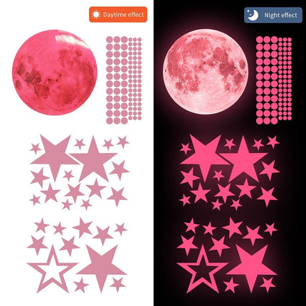 Rosa 3D Leuchtsticker Mond Sterne