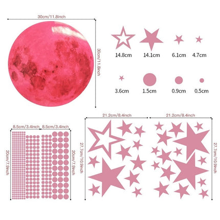 Rosa 3D Leuchtsticker Mond Sterne