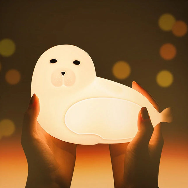 Nachtlicht Baby Robbe aus weichem Silikon