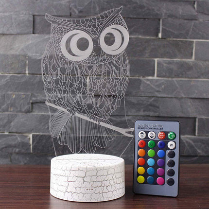 3D Eulen Illusion Lampe mit Farbwechsel