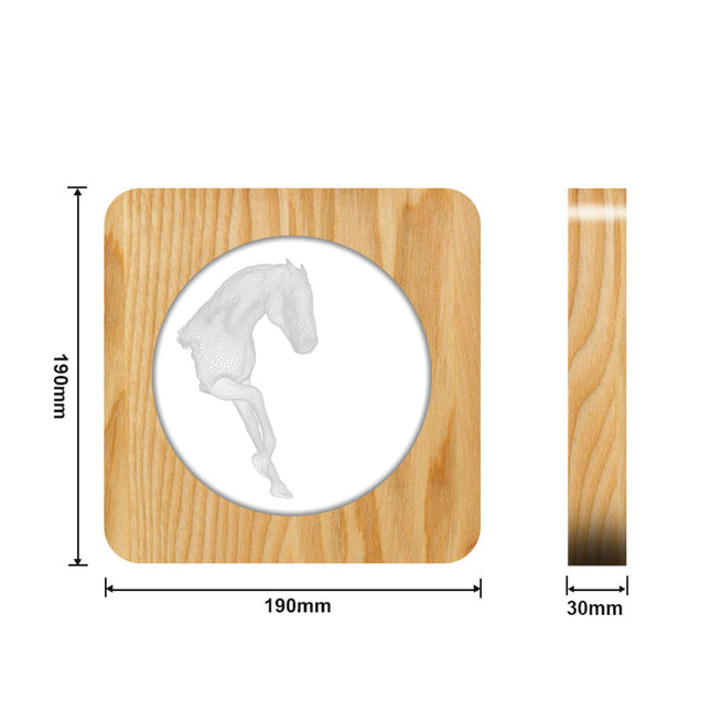 Pferd Design Holzlampe als 3D Nachtlicht