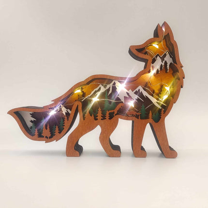 Dekorative Fuchs Lampe aus Holz